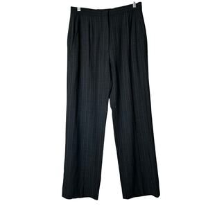 Max Mara Pants Wool Trousers Size 10 Gray Beige Pinstripes‎ Designer Career